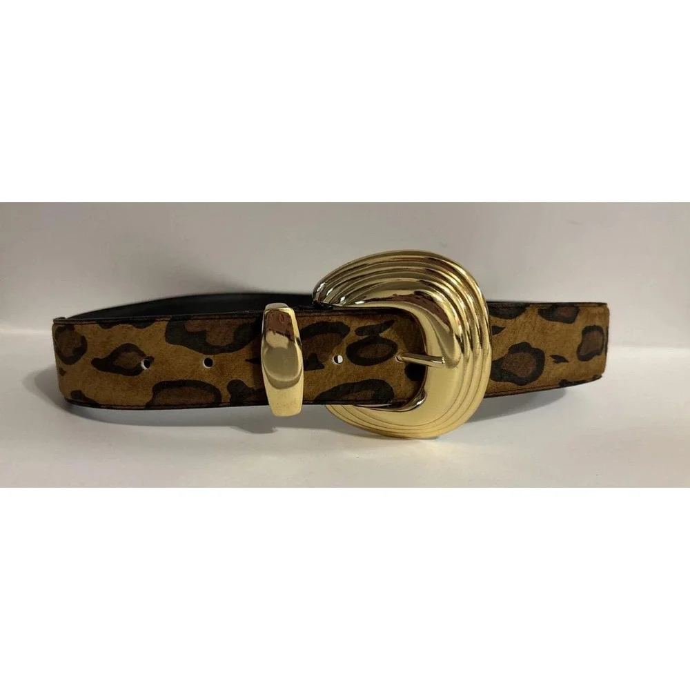 Vintage Women's Omega Leopard Belt Pig Suede Size M
